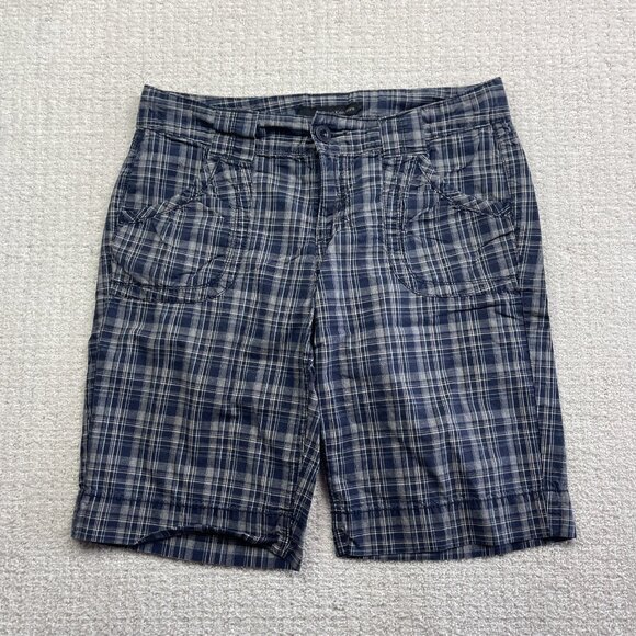 Calvin Klein Plaid Bermuda Shorts Women's Size 12 Casual Blue / White Cotton - Picture 1 of 15